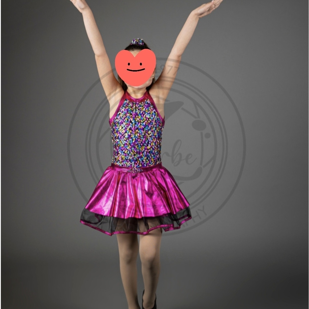 Sparkling Pink Kids Dance Costume MC